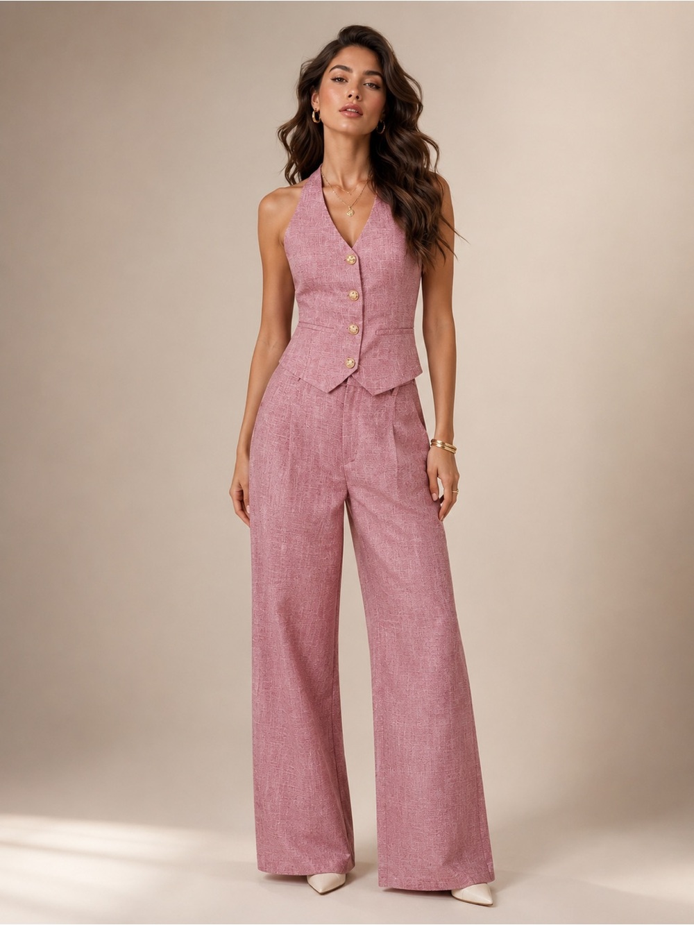 NWT Commense Halter Vest & Wide Leg Pants Set